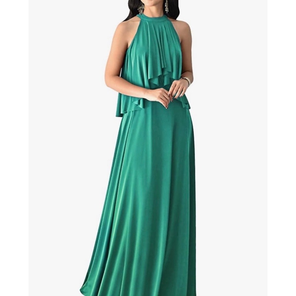 Teel Halter Blouson Flowy Dress Elegant Special Occasion Formal Wedding Size 3x